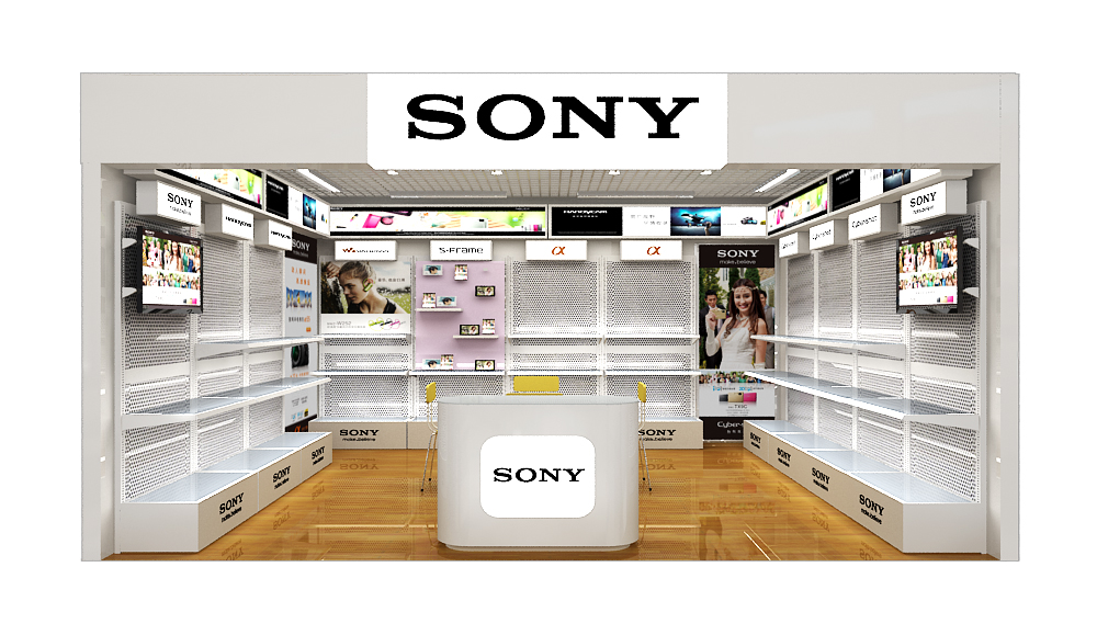 SONY数码电器展柜效果图